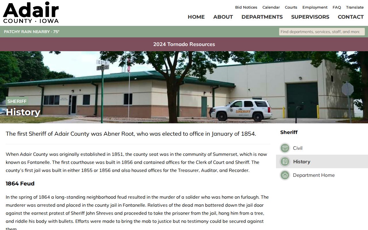 Adair County Sheriff history describing the Public Safety Center