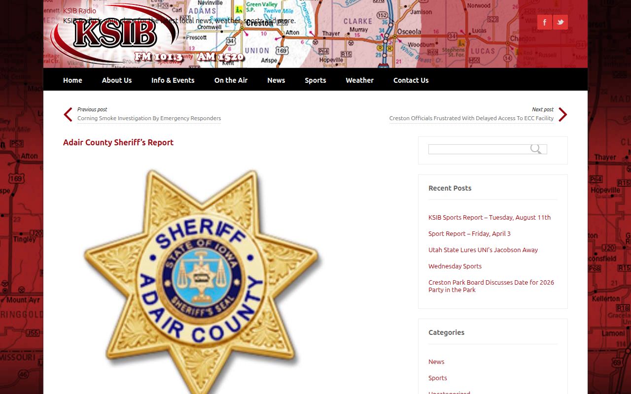 KSIB Adair County Sheriff report article
